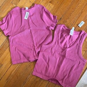 Old Navy Pink Short Sleeve Tee and Tank Set